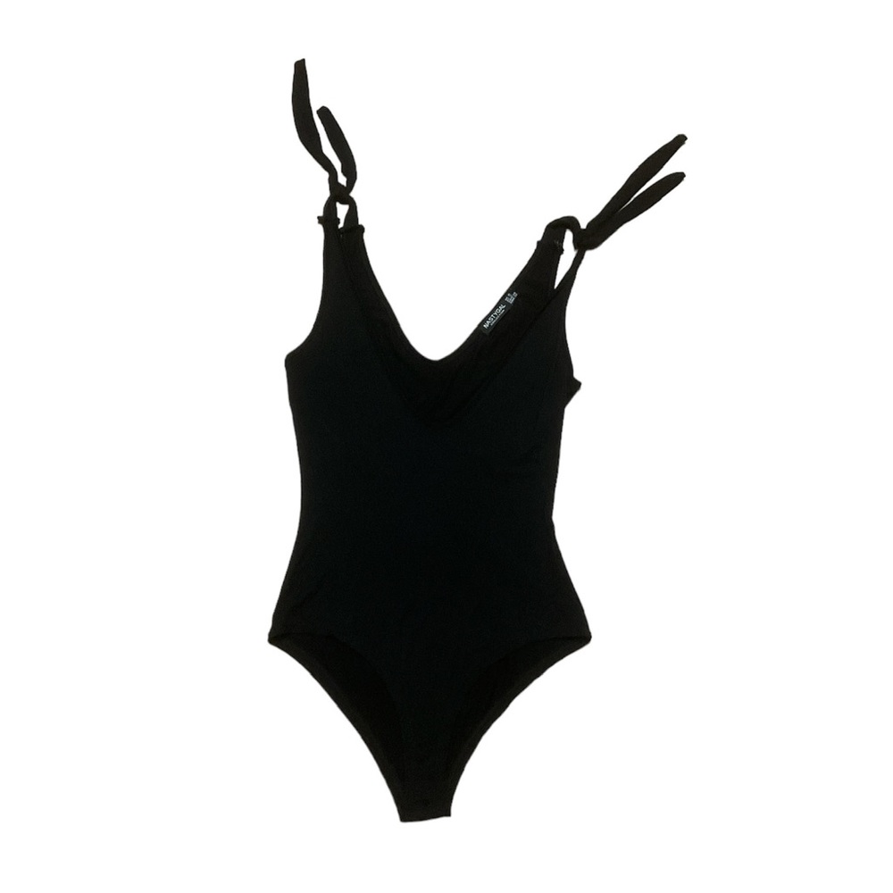 Nasty Gal Bodysuit Women’s 2 Black Sleeveless One Piece V Neck Blouse Casual Top